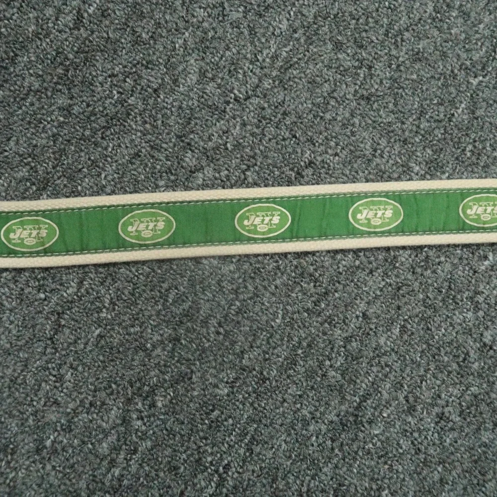 New York Jets Belt‎ Mens 32 Green Brown Leather Vineyard Vines